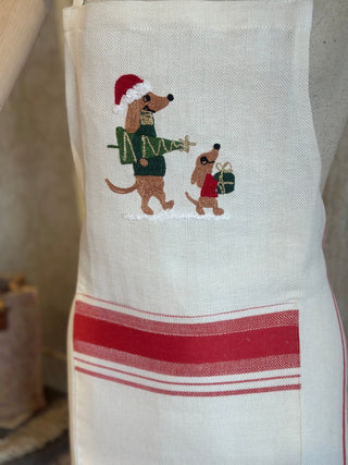 CANI CON REGALI - GREMBIULE DUE FRAGOLE RICAMATO