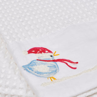 VOGEL MIT SCHAL - BESTICKTES HANDTUCH