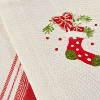 CHRISTMAS STOCKING - Embroidered kitchen towel