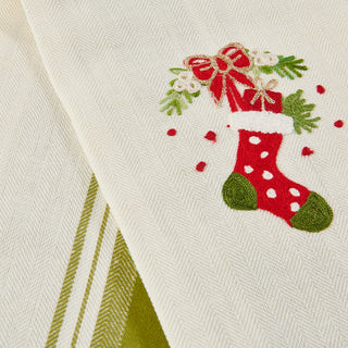 CHRISTMAS STOCKING - Embroidered kitchen towel