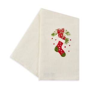 CHRISTMAS STOCKING - Embroidered kitchen towel