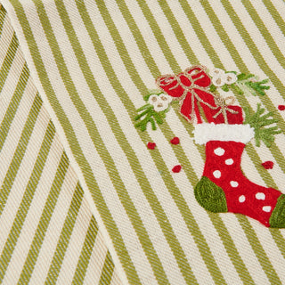 CHRISTMAS STOCKING - Embroidered kitchen towel